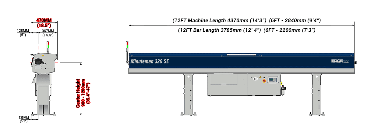 Diagram of a Minuteman 320 SE bar feeder