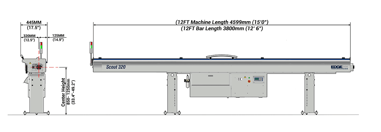 Diagram of a Scout 320 bar feeder